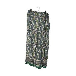 NWT Haute Hippie blue green paisley flowy wide leg pants - XL